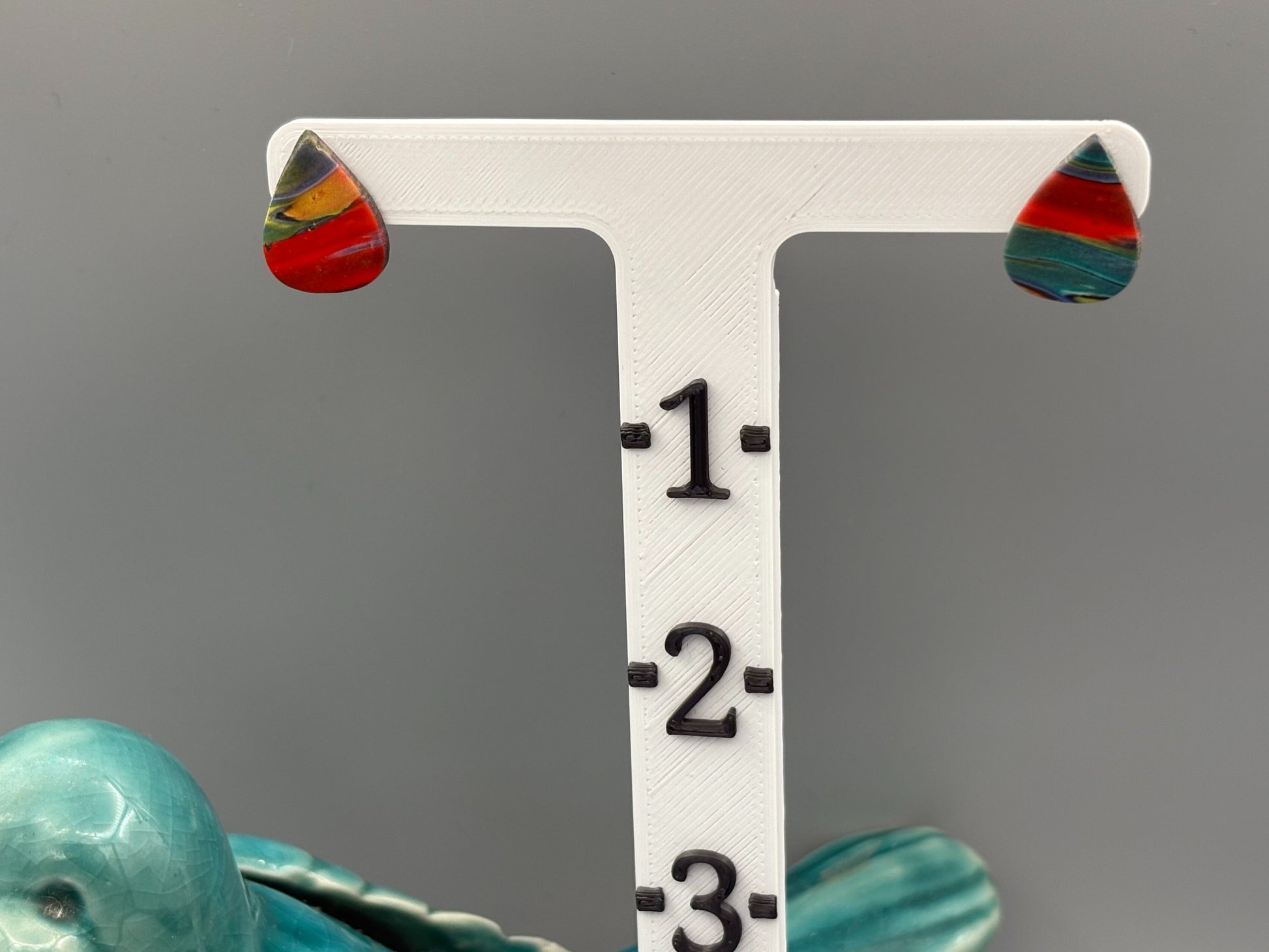 Kaleidoscope Drop Stud Earrings - handcrafted polymer clay earrings by Lakeside Clay