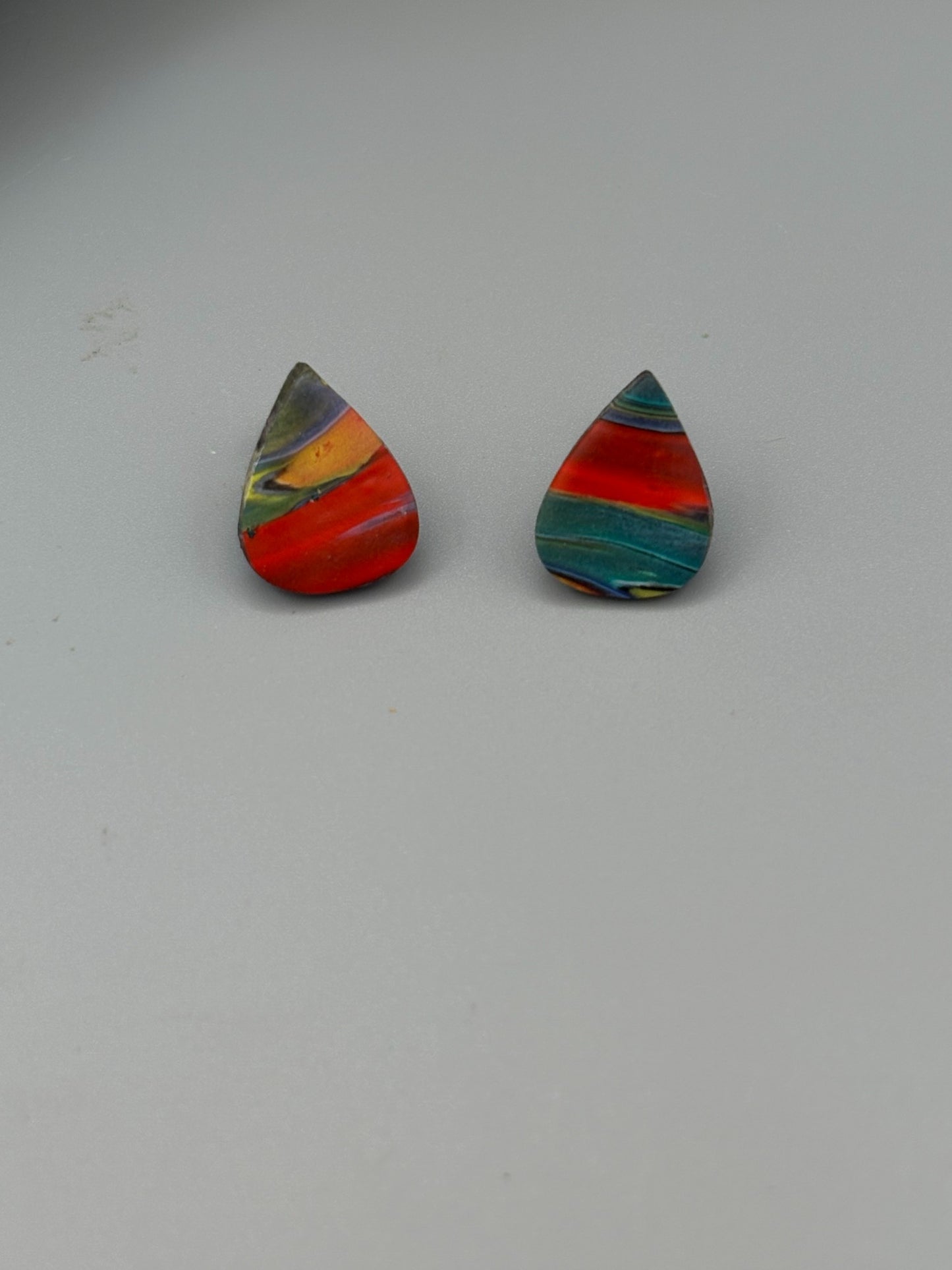 Kaleidoscope Drop Stud Earrings - handcrafted polymer clay earrings by Lakeside Clay
