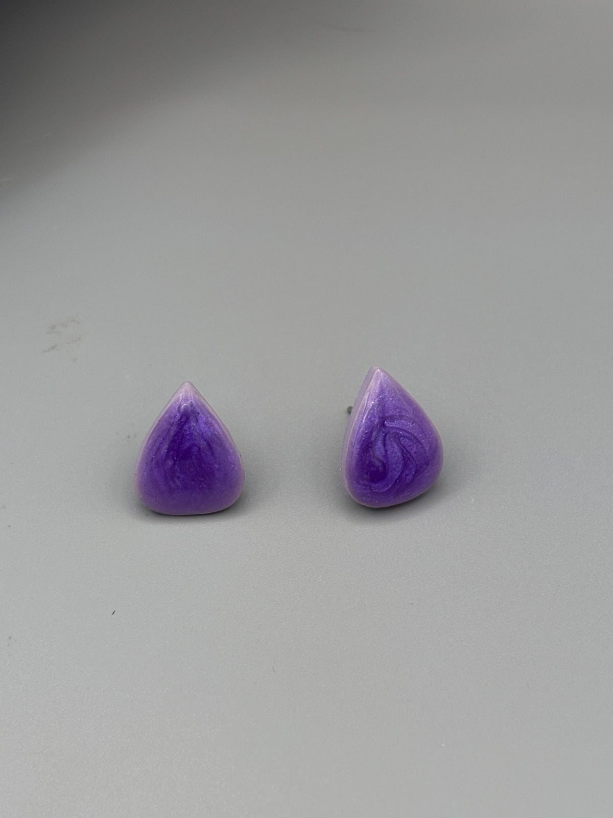 Purple Swirl Drop Stud Earrings - handcrafted polymer clay earrings by Lakeside Clay