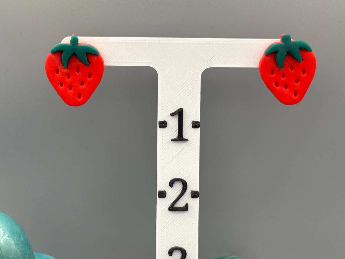 Strawberry Stud Earrings - handcrafted polymer clay earrings by Lakeside Clay
