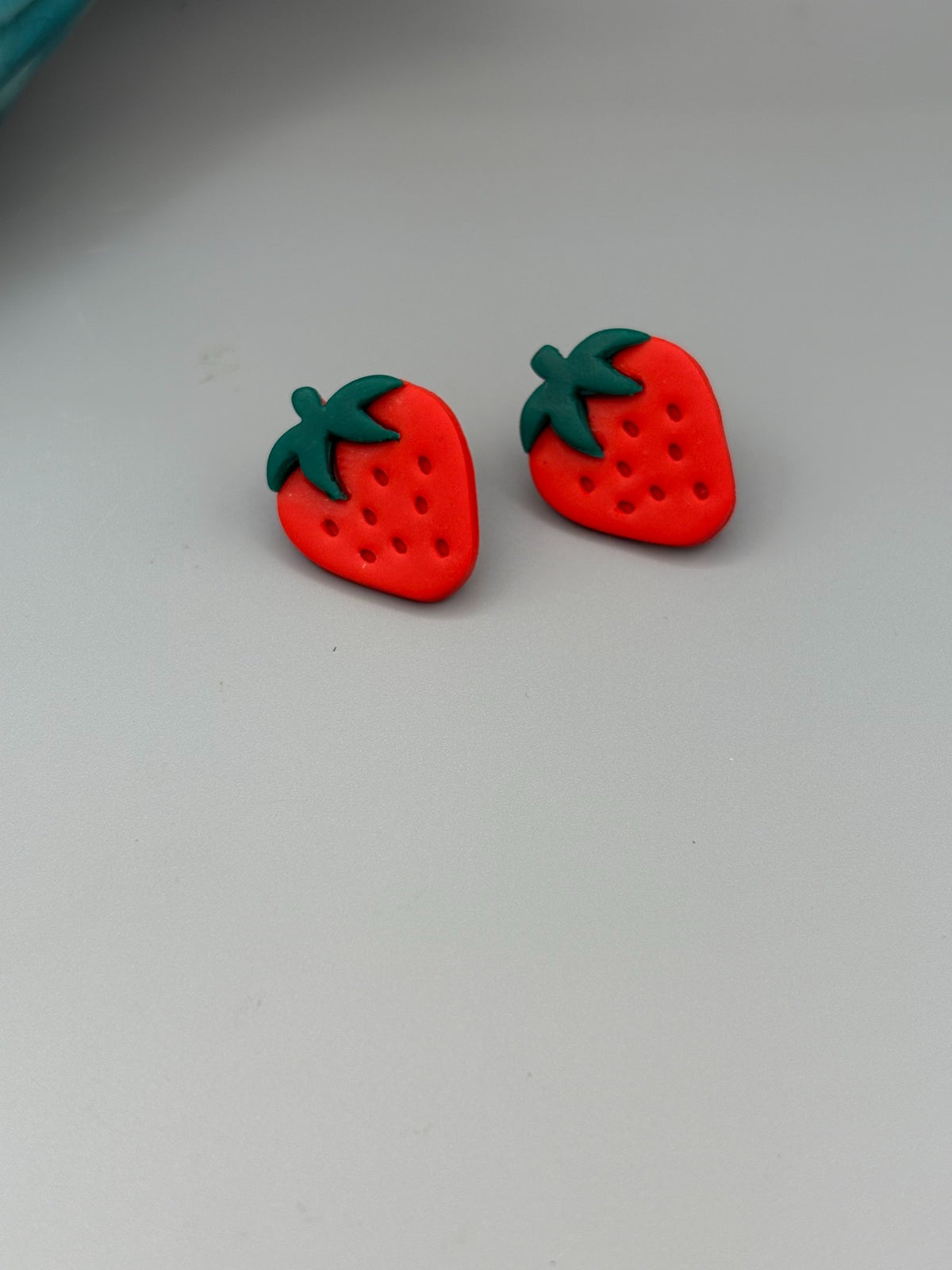 Strawberry Stud Earrings - handcrafted polymer clay earrings by Lakeside Clay