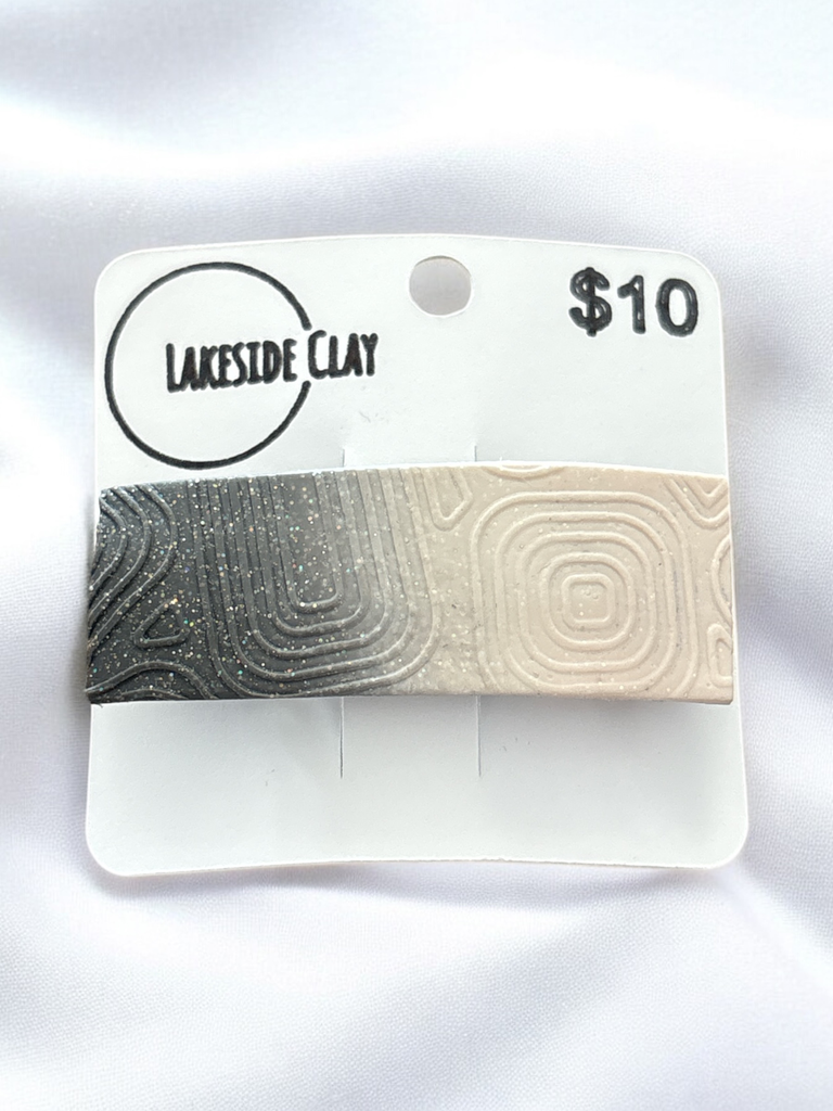 White Grey Ombre Barrette