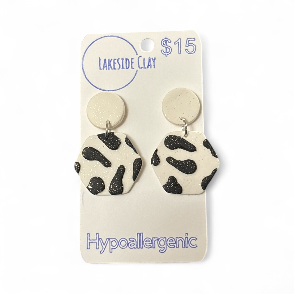 Black Cow Print Hexagons