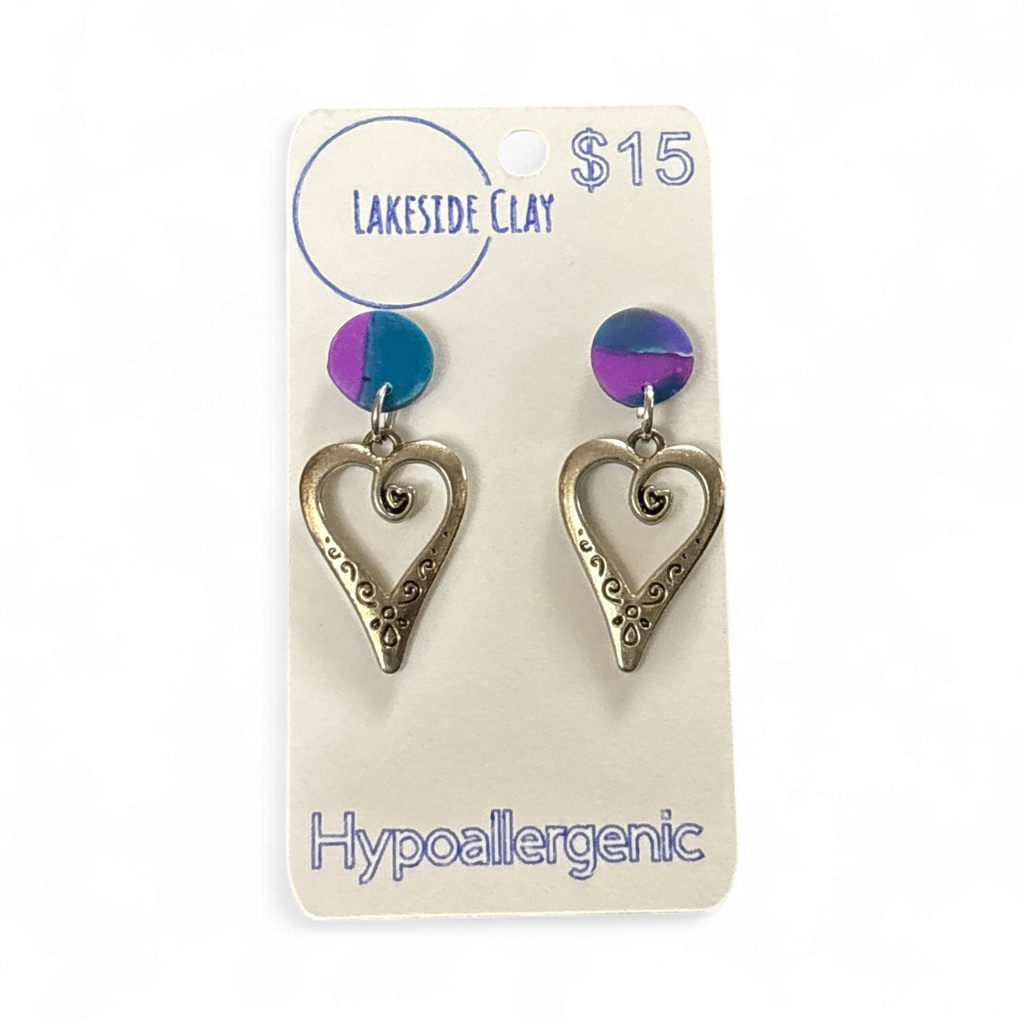 Water Colour Circles with Heart Charms