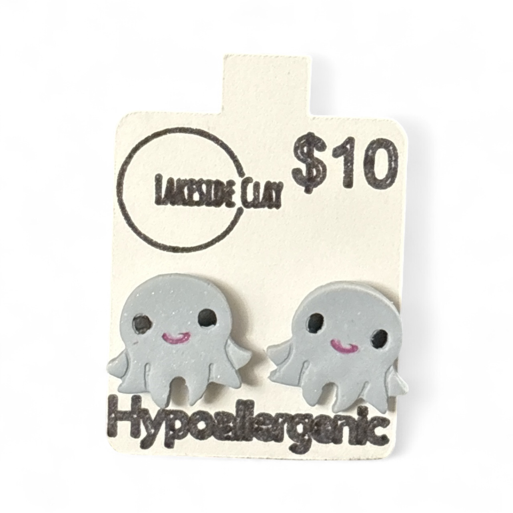 Grey Octopus Studs