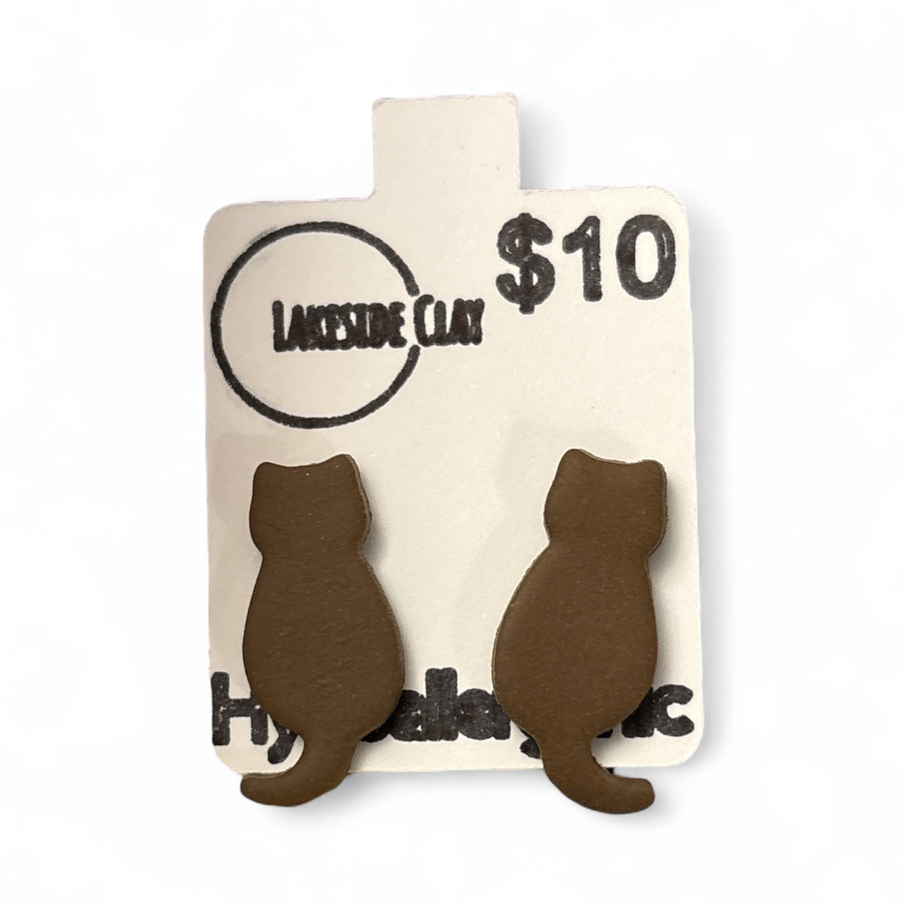 Brown Sitting Cat Studs