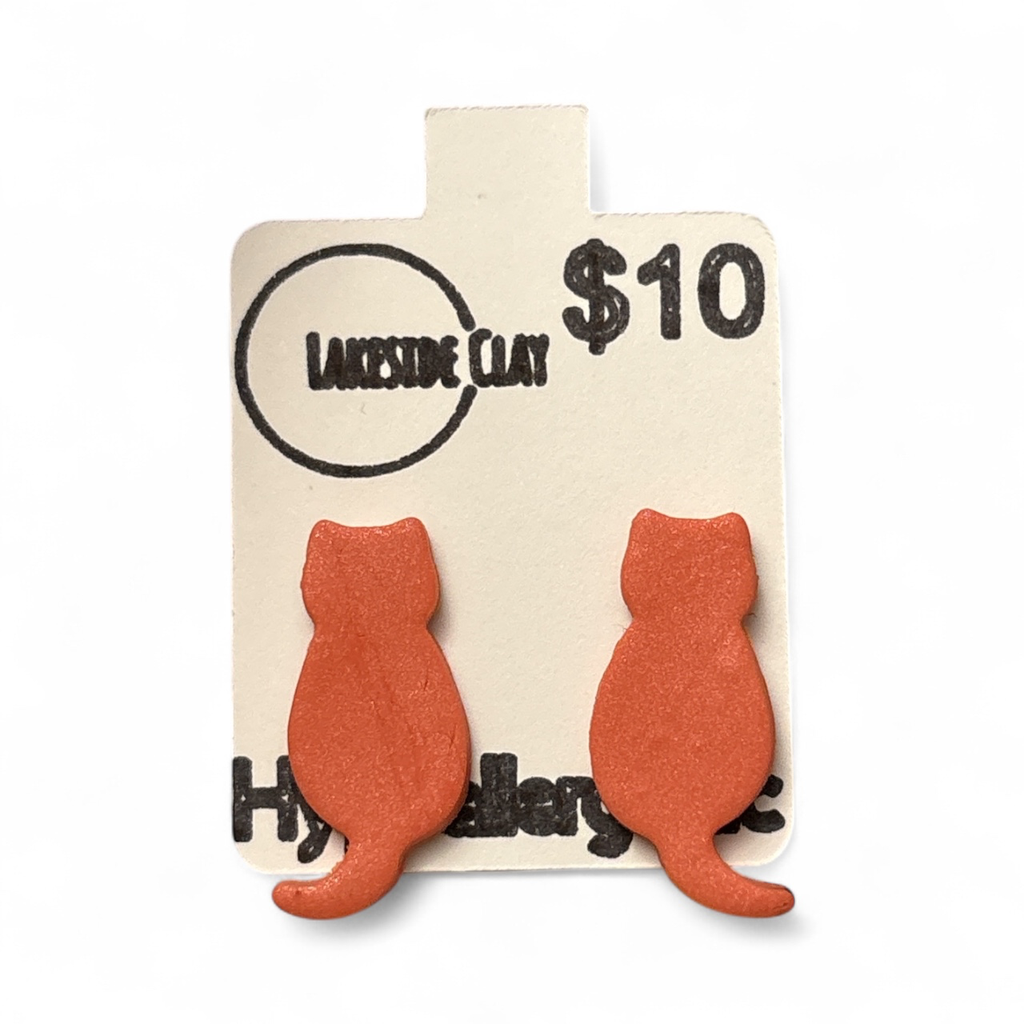 Orange Sitting Cat Studs
