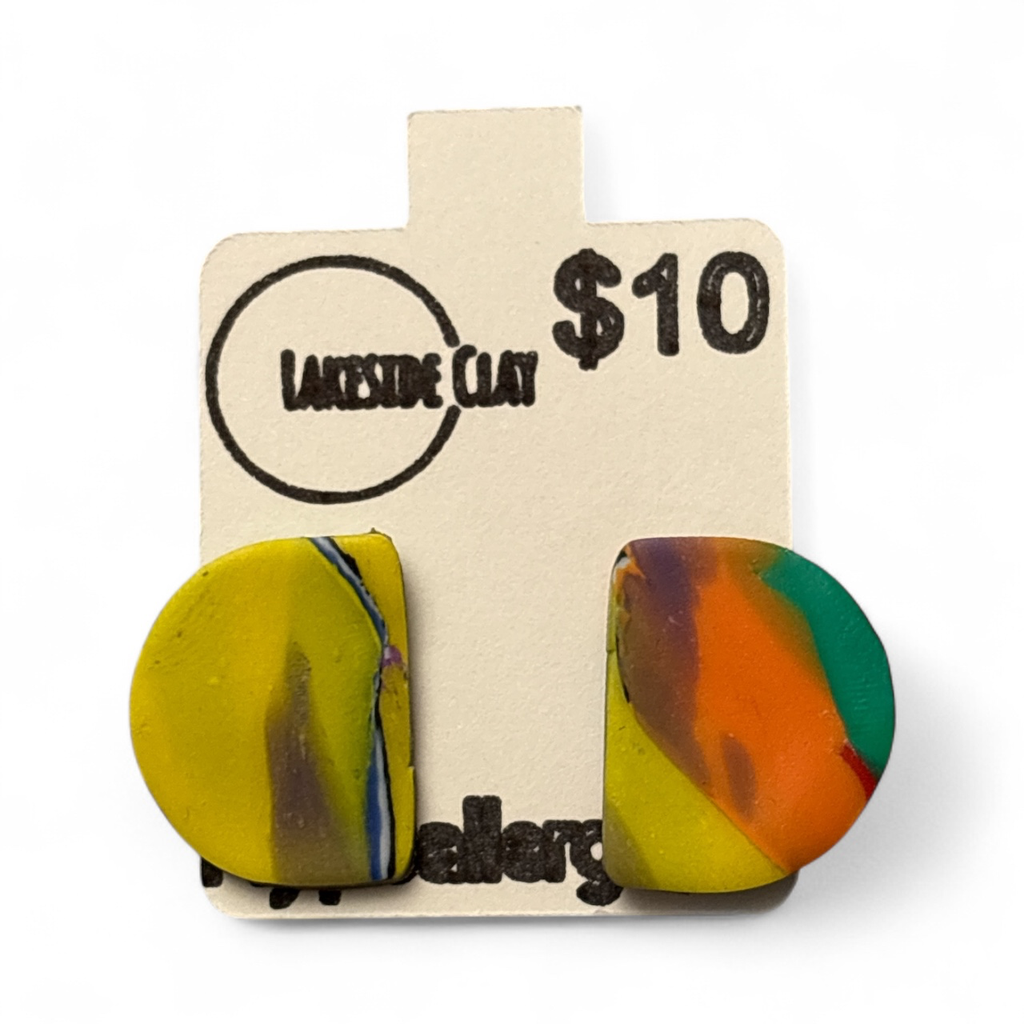 Water Colour Semi Circle Studs