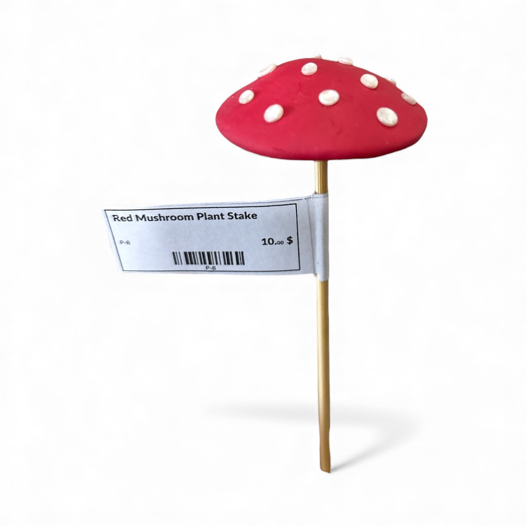 [P-8] Red Mushroom Plant Stake