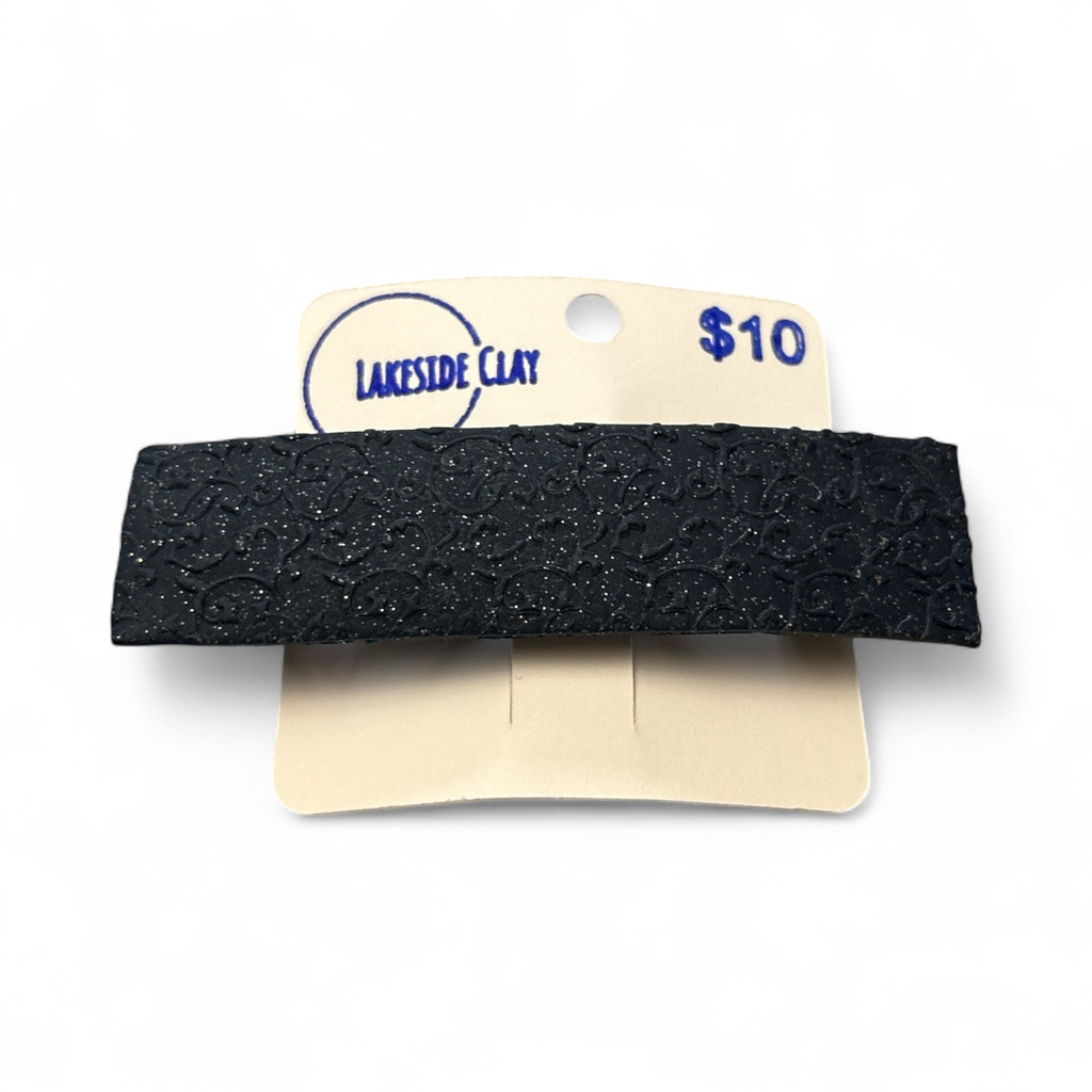 Midnight Blue Damask Barrette