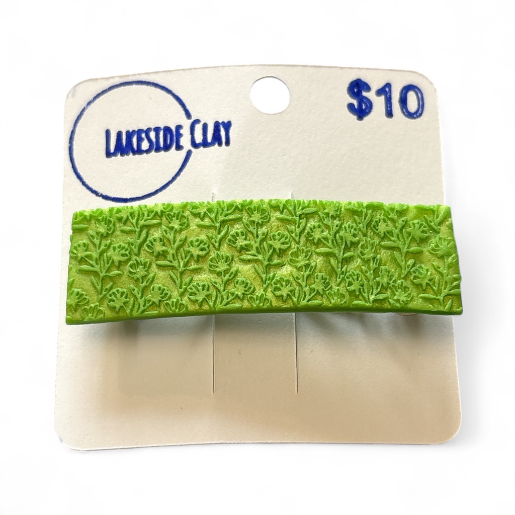 Green Flowers Barrette