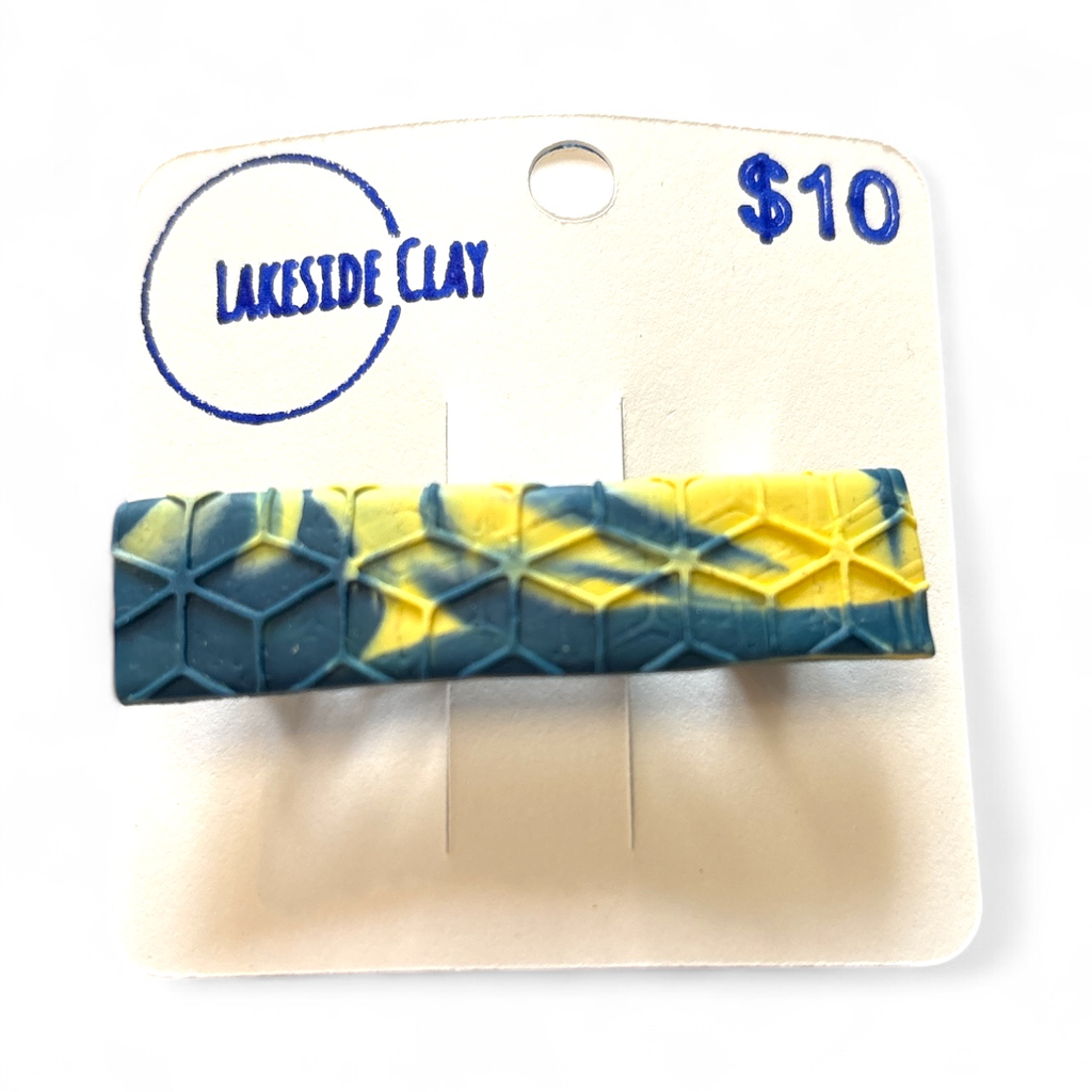 Blue & Yellow Geometric Barrette