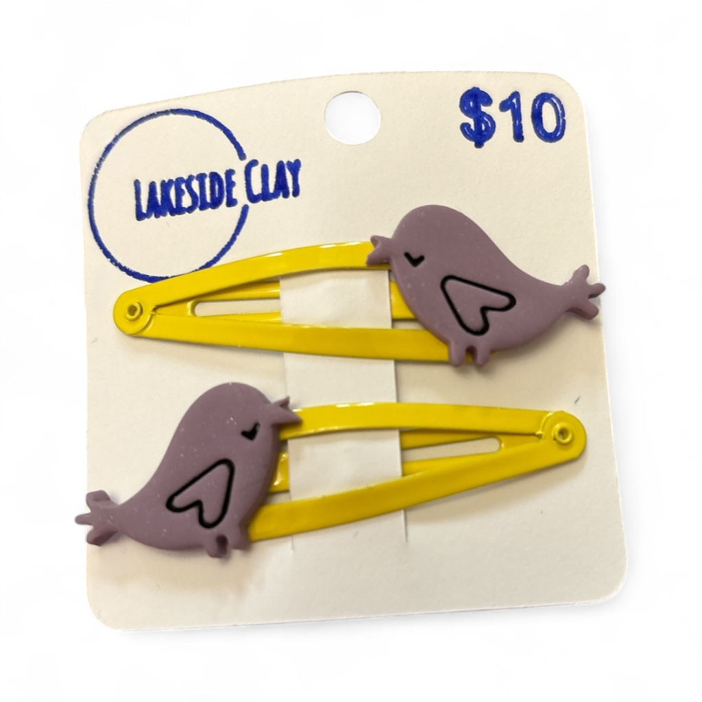 Purple Birds Hair Clips