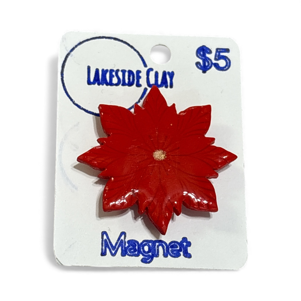 [Q-27] Red Poinsettia Magnet