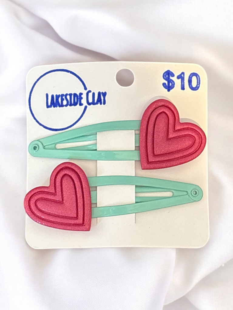 Pink Heart Hair Clips