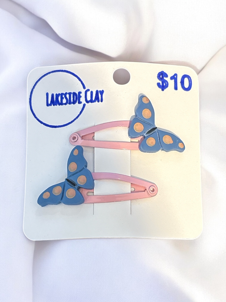 Blue Butterfly Hair Clips