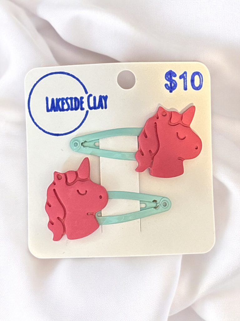 Pink Unicorn Hair Clips