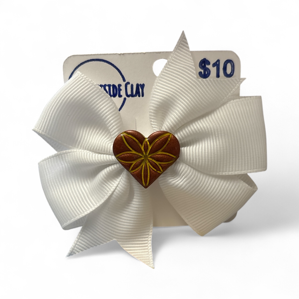 Bronze Heart Hair Bow