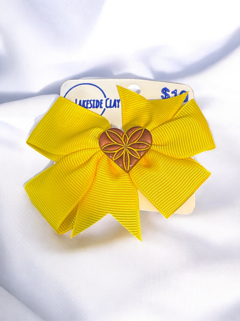 Bronze Heart Hair Bow