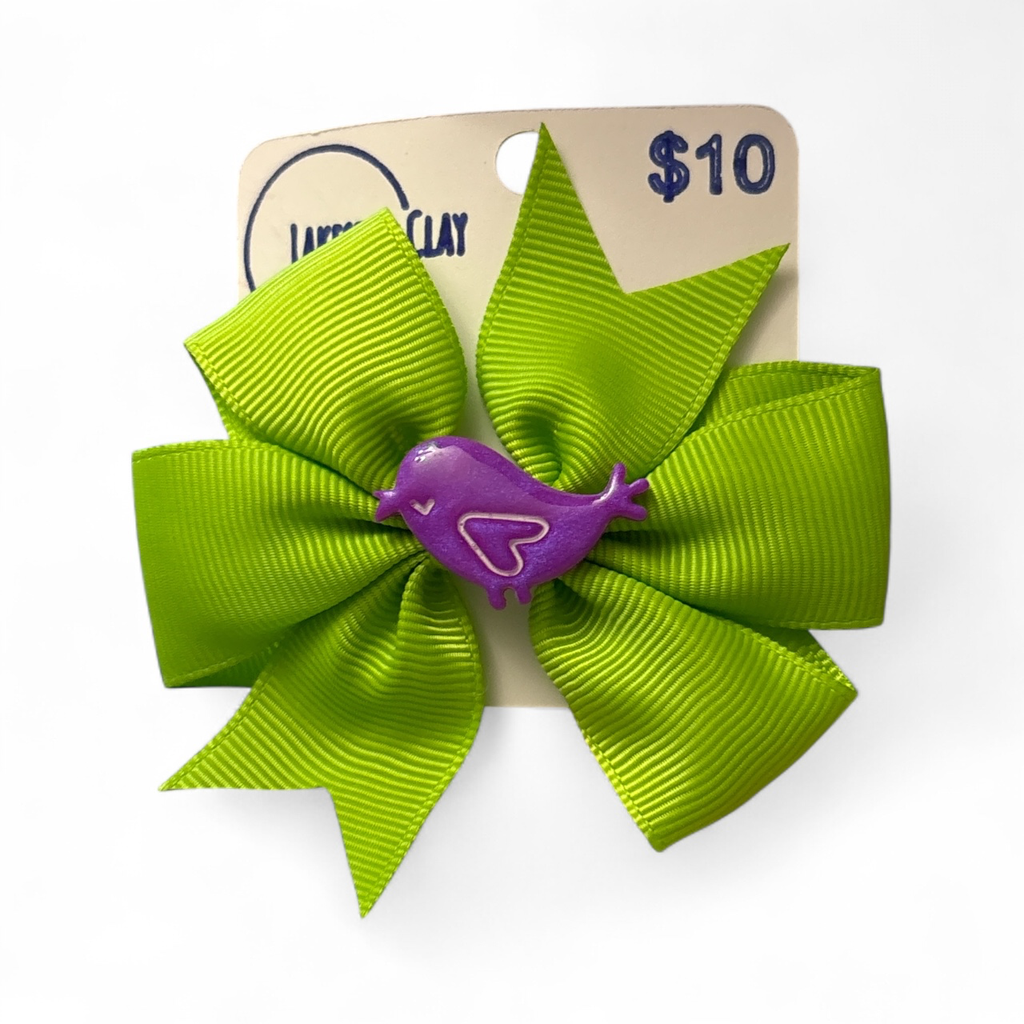 Purple Bird Hair Bow