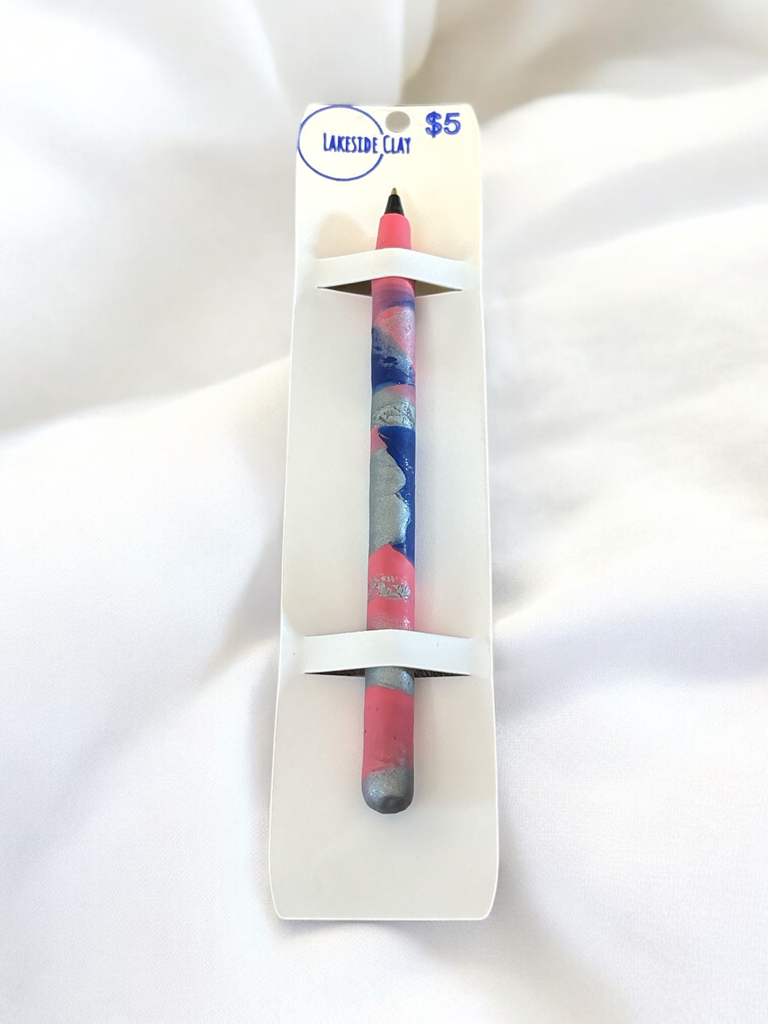[L-100] Pink, Blue & Silver Twist Pen