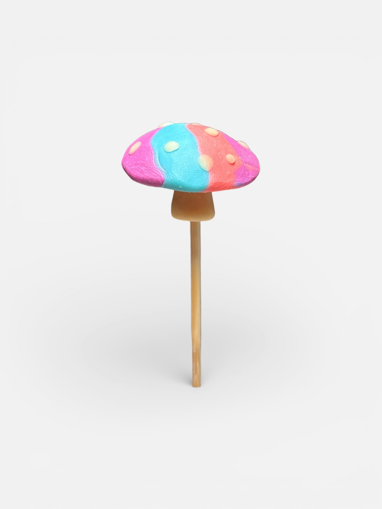 Pink, Purple & Blue Mushroom Plant Stake