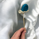 Teal Snail Plant Stake