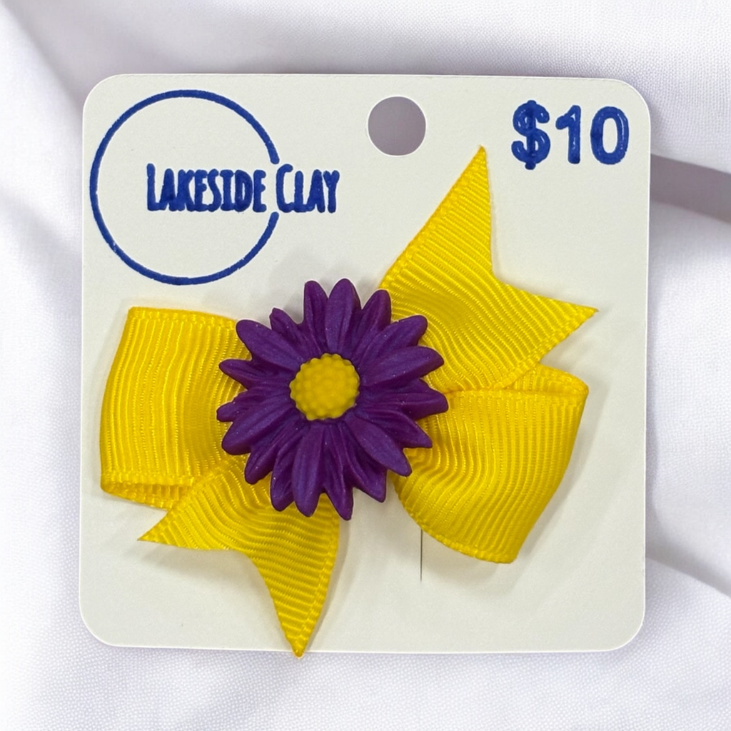 Purple Flower Hair Bow