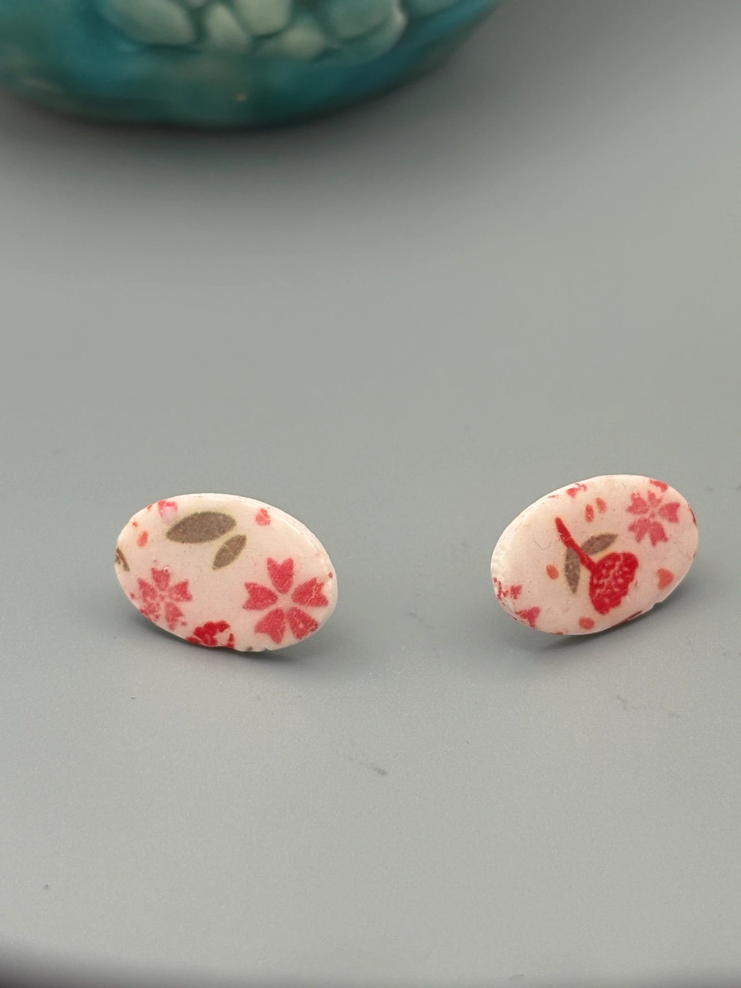 Flower Pattern Oval Studs