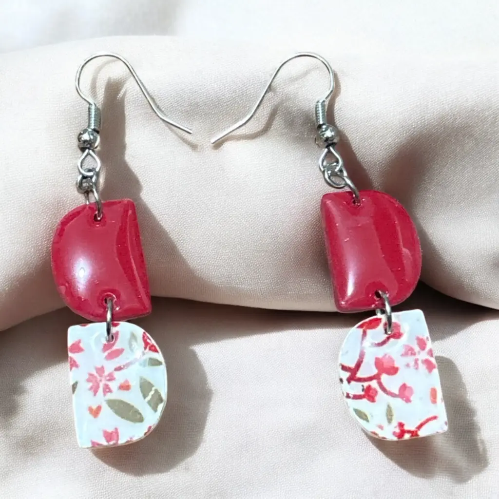 Flower Pattern Semi Circle Dangles