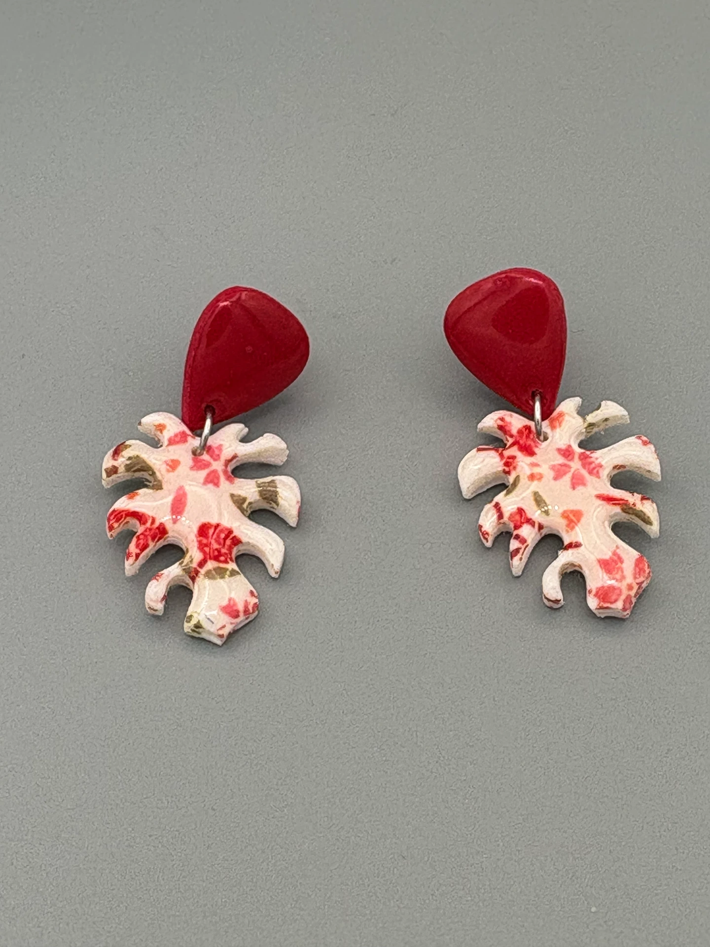 Flower Pattern Monstera Leaf Dangles