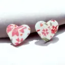 Flower Pattern Heart Studs