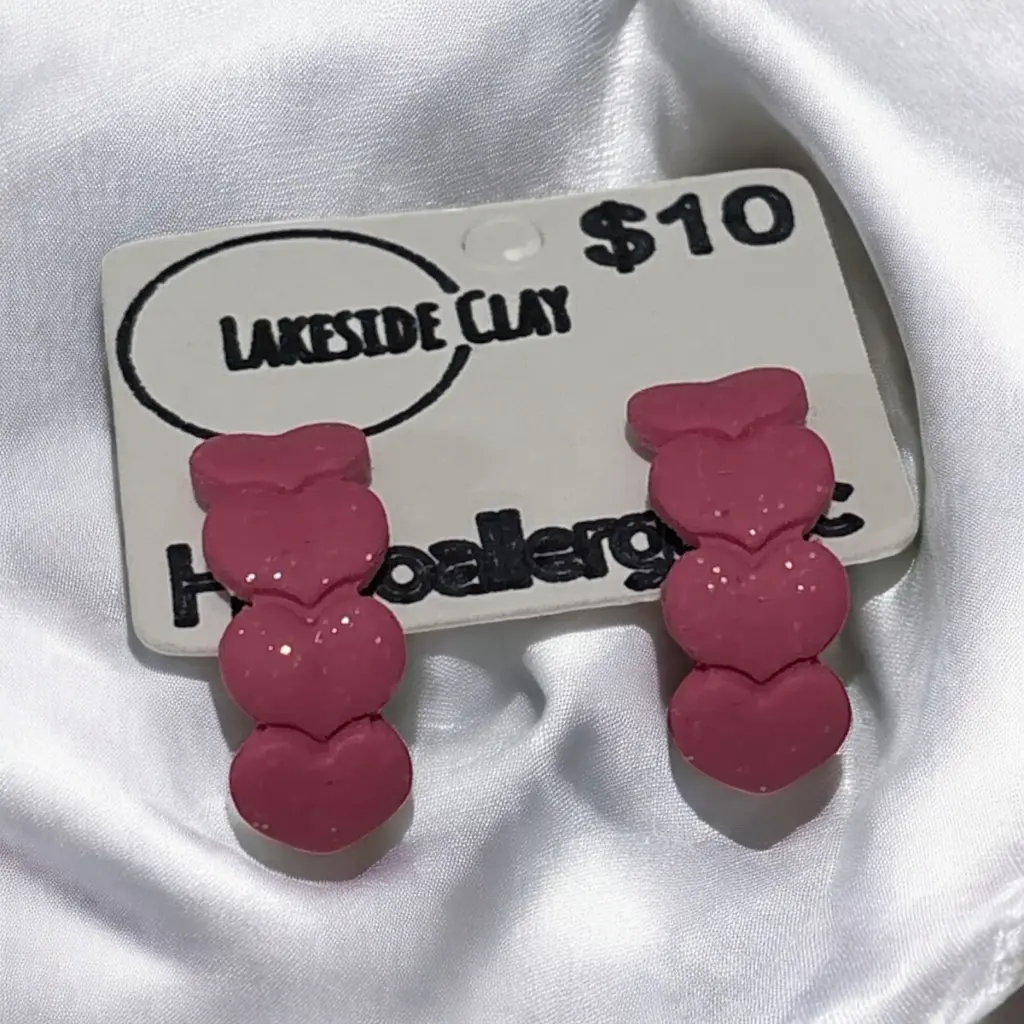 Sparkly Pink Heart Huggies