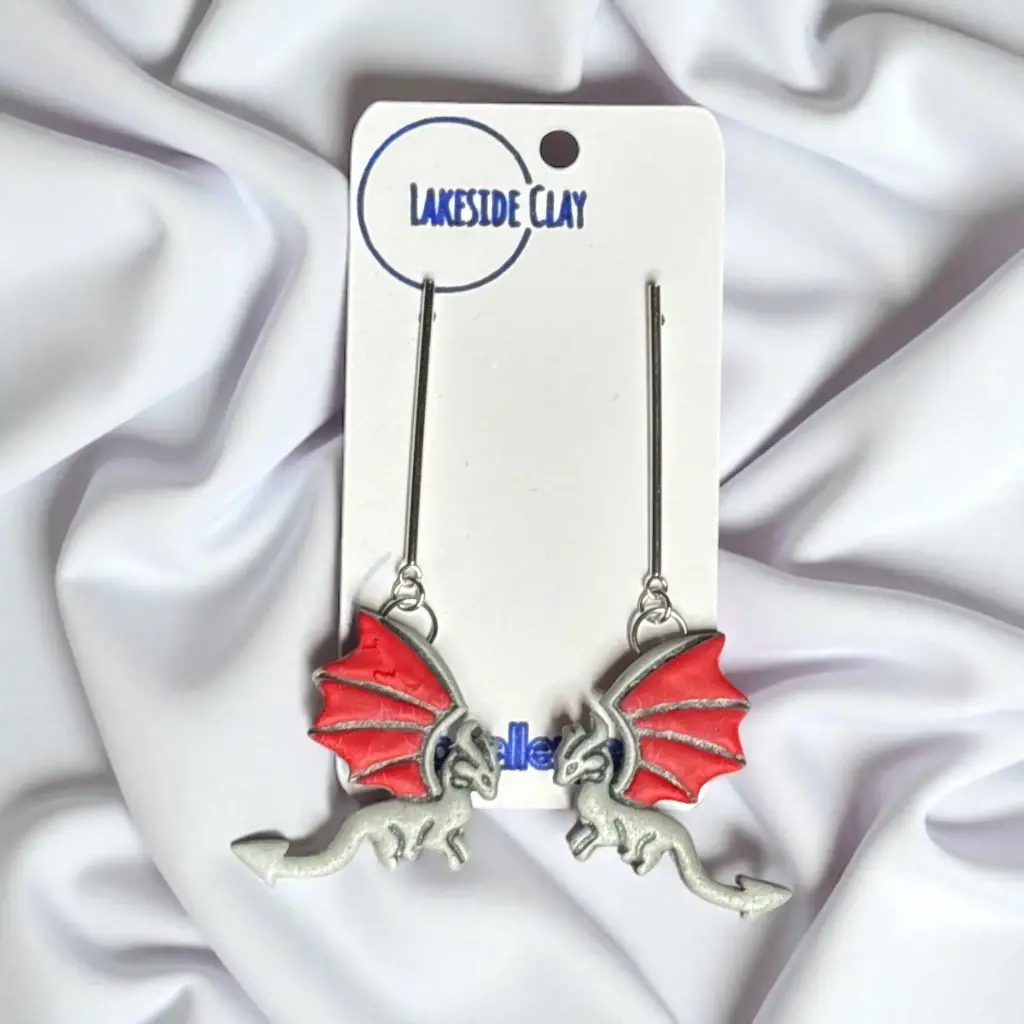 Silver & Red Flying Dragons