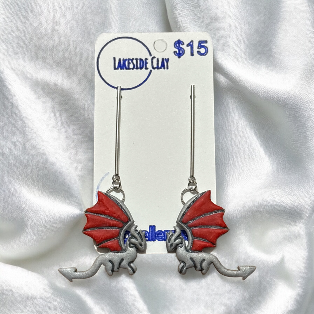Silver & Red Flying Dragons