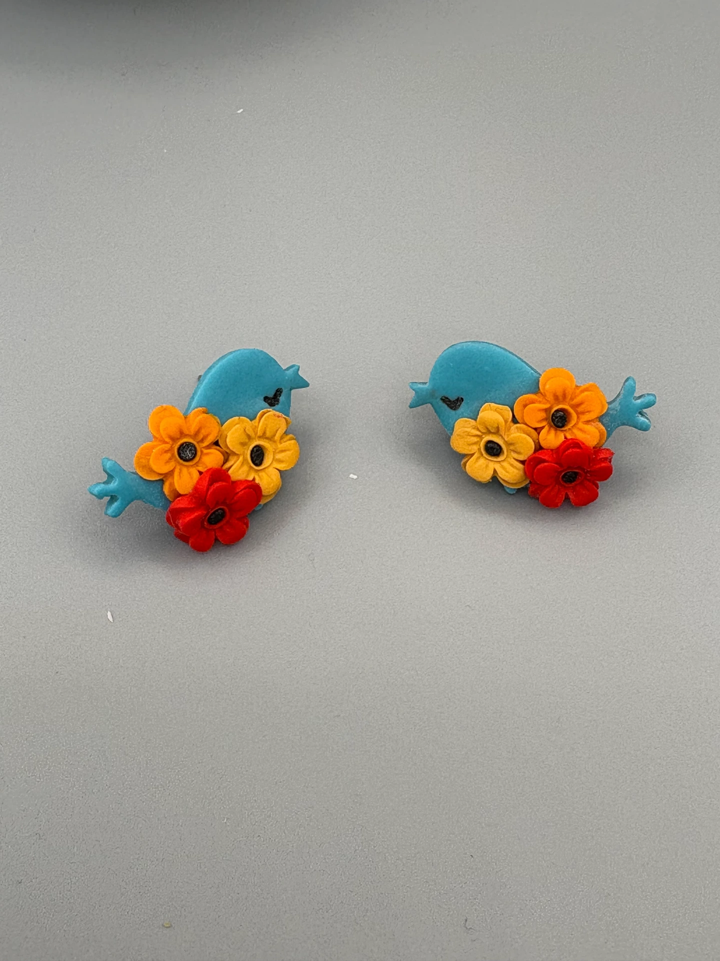 [31-9] Blue Bird Flower Studs