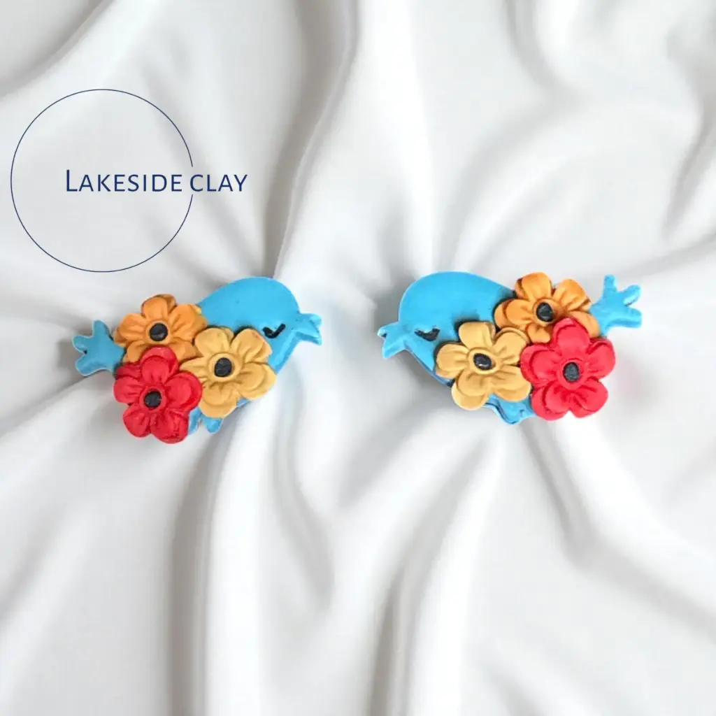 Blue Bird Flower Studs