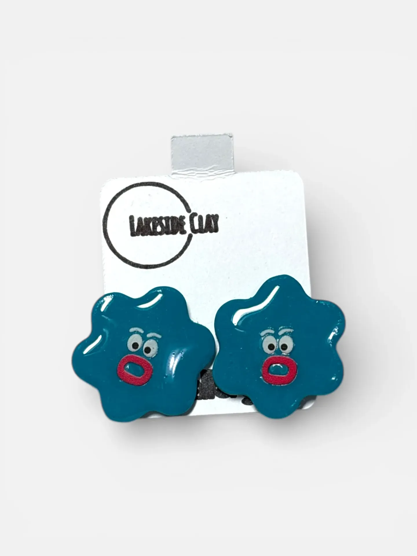 [55-4] Teal Flower Funny Faces