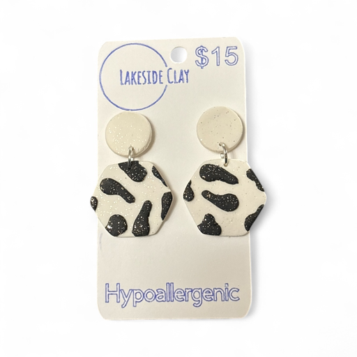 [7-3] Black Cow Print Hexagons