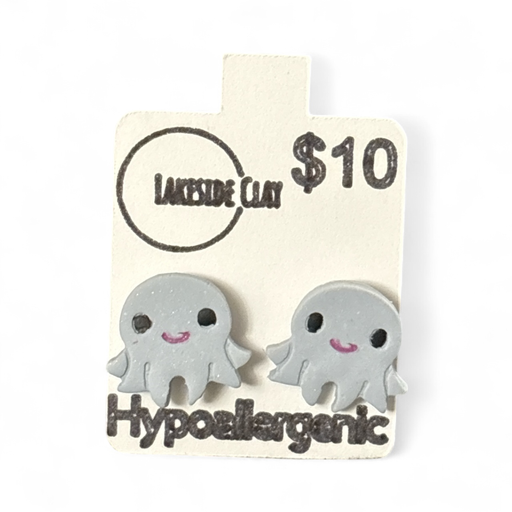 [35-12] Grey Octopus Studs