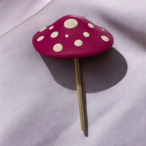 [P-14] Pink Mushroom Plant Stake