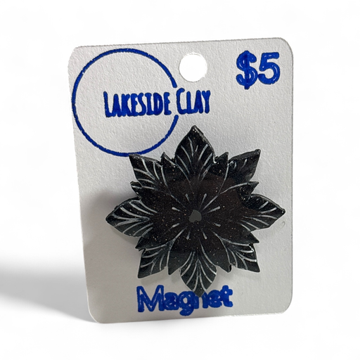 [Q-14] Black Poinsettia Magnet