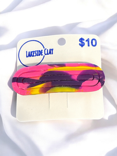 [20-38] Pink, Purple & Yellow Twist Barrette
