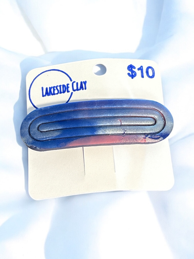 [20-40] Pink, Silver & Blue Twist Barrette