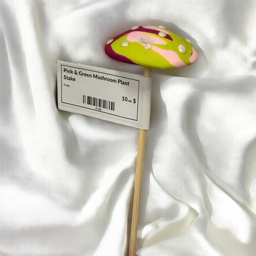 [P-44] Pink & Green Mushroom Plant Stake
