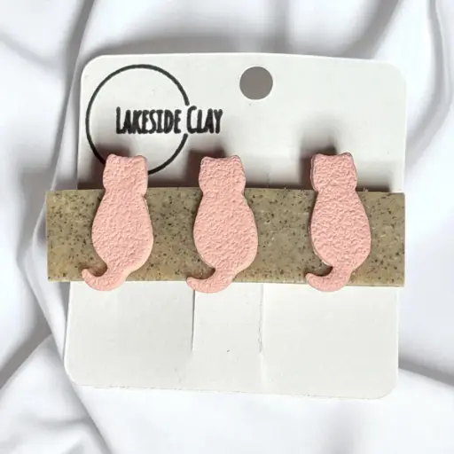 [20-44] Granite with Pink Cats Barrette