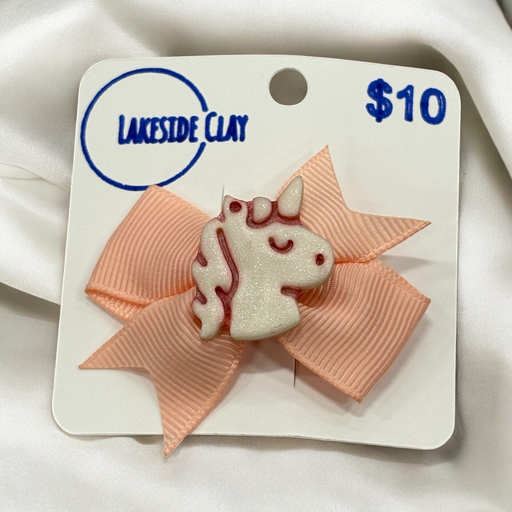 [63-12] Pearl Unicorn Hair Bow