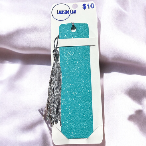 [22-104] Sparkly Teal Swirls Bookmark