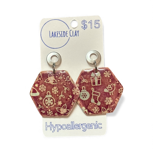 [51-11] Red Christmas Pattern Hexagons
